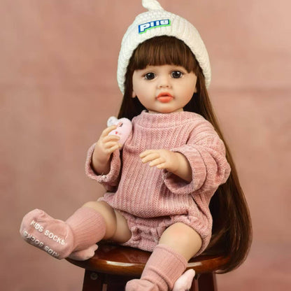 22 Zoll blaue Augen lange Haare Reborn Zwillinge Baby Mädchen-Betty