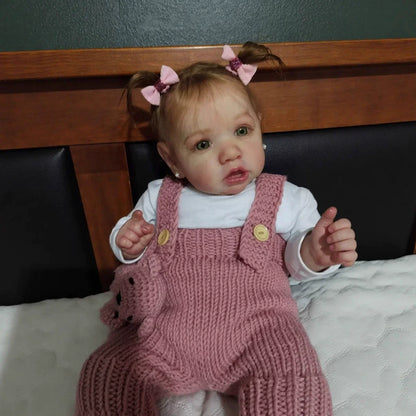 22'' Realistische Kätzchen mit offenen Augen Reborn Babypuppe Mädchen - Saskia