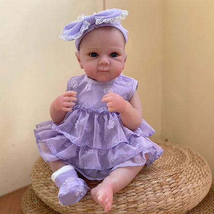 45 cm Reborn Puppe mit offenen Augen Zwillingsschwestern im Kleid-Bettie