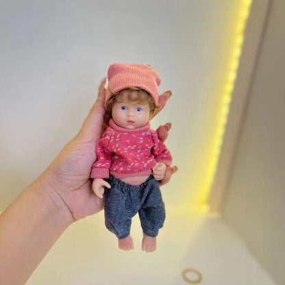 6 Zoll offene Augen kurzes Haar Mini Vollsilikon Reborn Puppe