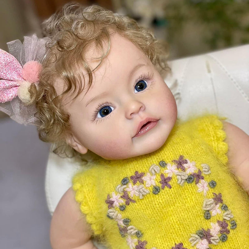 Julia 24 Zoll Rebornpuppe mit offenen Augen und blonden Haaren - Suesue