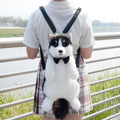 Entzückender handgemachter lebensechter Plüsch-Husky-Welpen-Rucksack