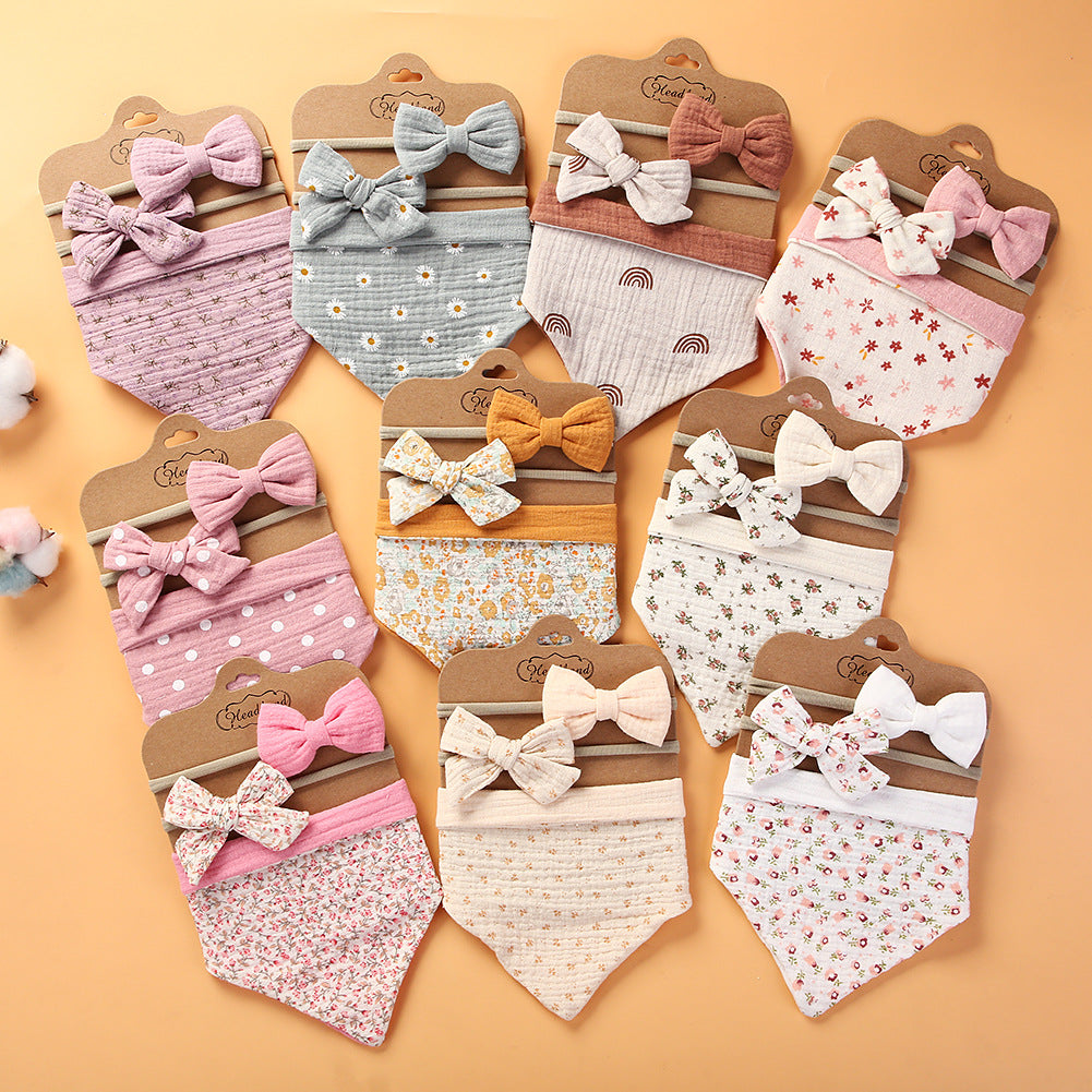 Bedrucktes wendbares Bandana-Lätzchen & Stirnband-Set 3-teilig