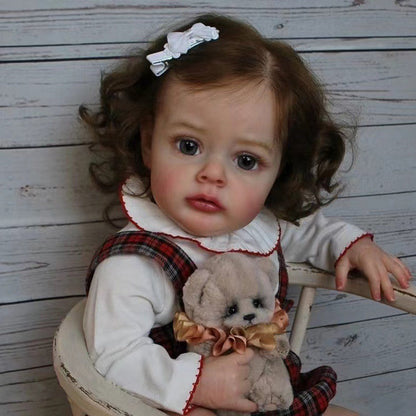 20 Zoll/50 cm Reborn Puppen mit offenen Augen und braunem Haar- Chloe