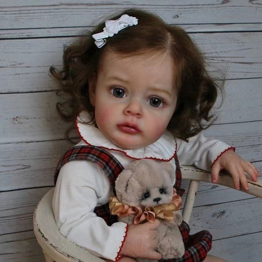 20 Zoll/50 cm Reborn Puppen mit offenen Augen und braunem Haar- Chloe