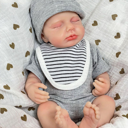 30 cm lebensechte Reborn-Puppe aus Vollsilikon mit geschlossenen Augen - Loulou