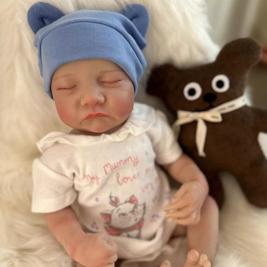 18 Zoll lebensechte Reborn Puppen Jungen/Mädchen mit geschlossenen Augen- Levi