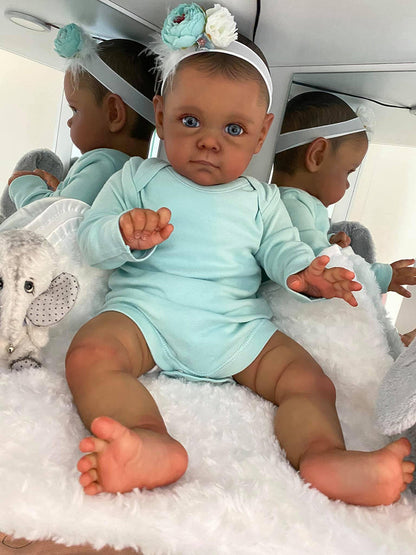 Lauren 60 cm afroamerikanische Reborn Puppen mit Augen auf-Maggie
