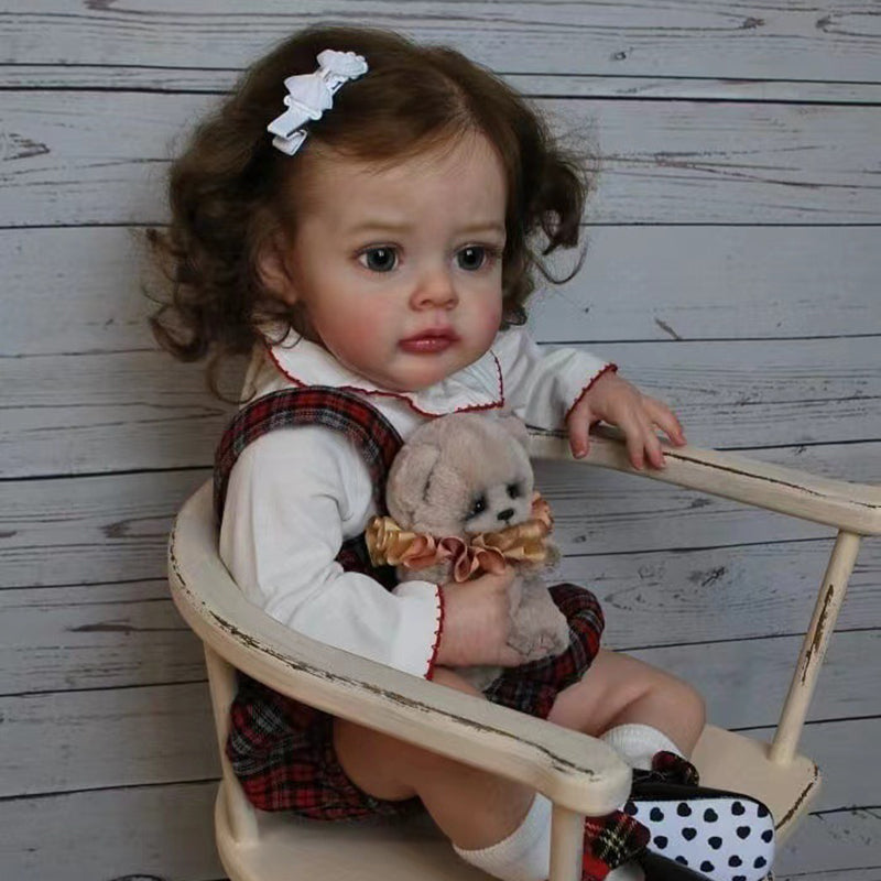 20 Zoll/50 cm Reborn Puppen mit offenen Augen und braunem Haar- Chloe