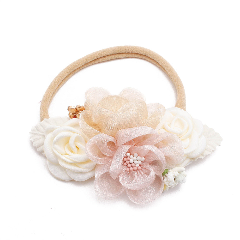 Pastoral elastisches Nylon-Blumen-Baby-Stirnband