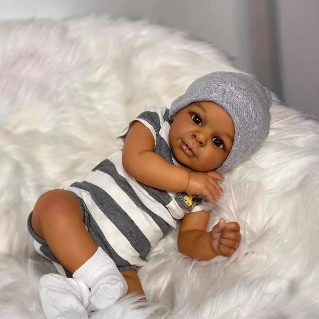 Clara 23 Zoll realistische afroamerikanische Rebornpuppen mit offenen Augen - Jaylan