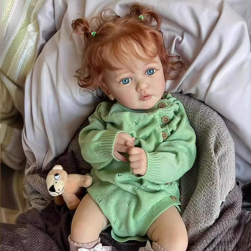 24 Zoll/60 cm realistische Anna Reborn Babypuppen mit roten Haaren-Ayana