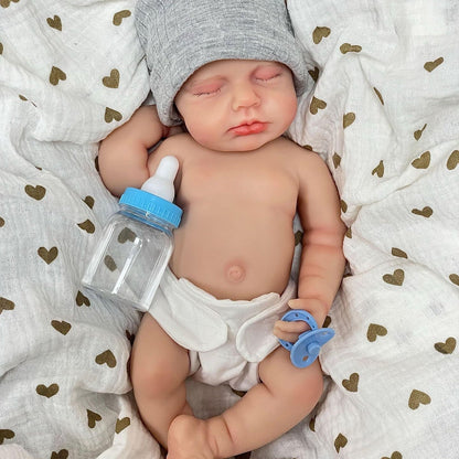 30 cm lebensechte Reborn-Puppe aus Vollsilikon mit geschlossenen Augen - Loulou