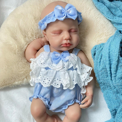 30 cm lebensechte schlafende Reborn-Puppe aus Vollsilikon - Mädchen Loulou