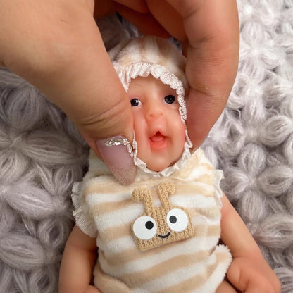 6 Zoll Mini-Silikon-Reborn-Puppe Mädchen mit offenen Augen - Sebastian