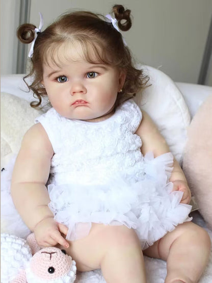 60 cm Reborn Susan-Puppe mit offenen Augen und braunem Haar