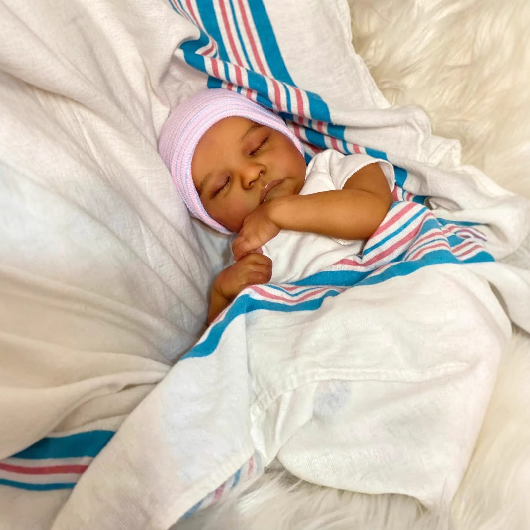 45 cm Miles geschlossene Augen dunkle Haut Reborn Puppe-Levi