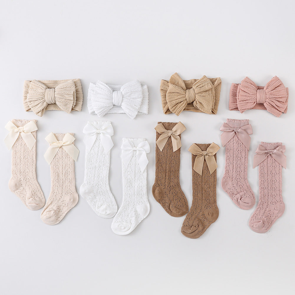 Schleifen-Haarreif und Socken 2-teiliges Set für 43-60cm Puppen