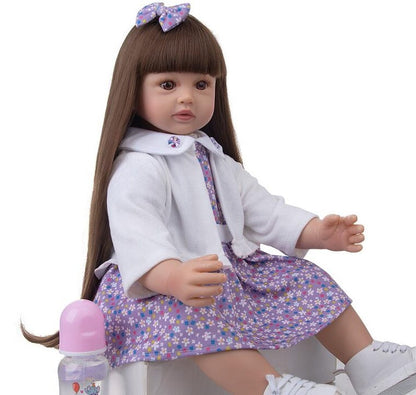 24 Zoll offene Augen lange Haare Reborn Zwillinge Baby Mädchen