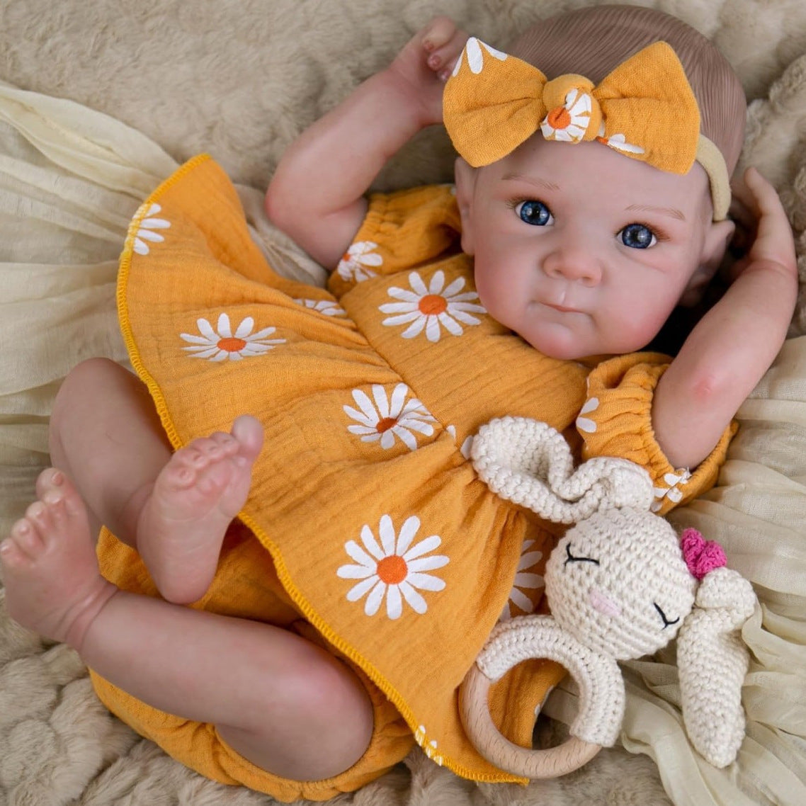 48 cm Reborn-Zwillingspuppe mit offenen Augen und weichem Körper im Daisy-Body-Bettie