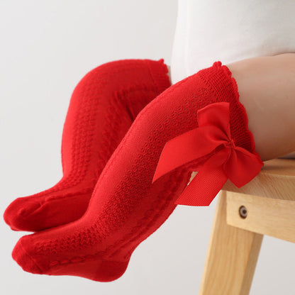 Knielange Kindersocken mit Schleife