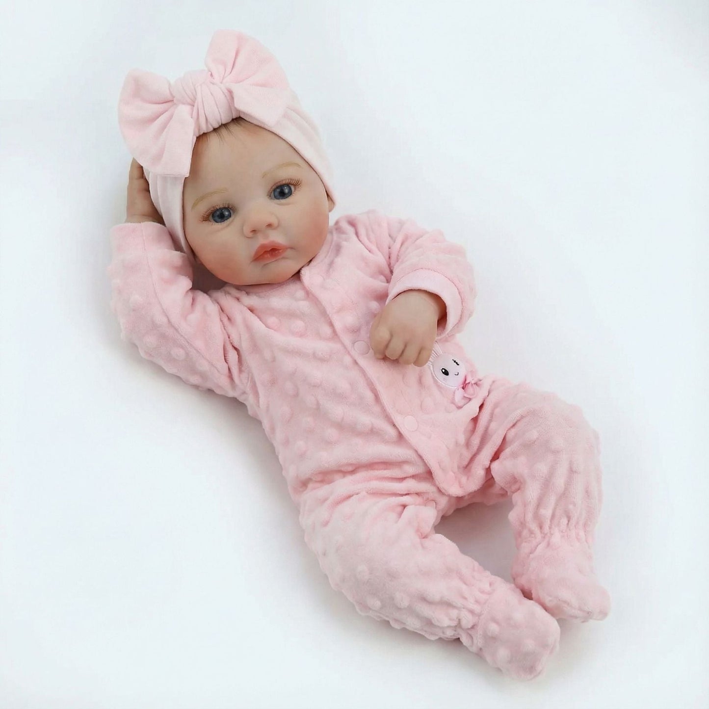 18 Zoll blauäugiges Reborn Babypuppen Mädchen in rosa Kleidung-Meadow
