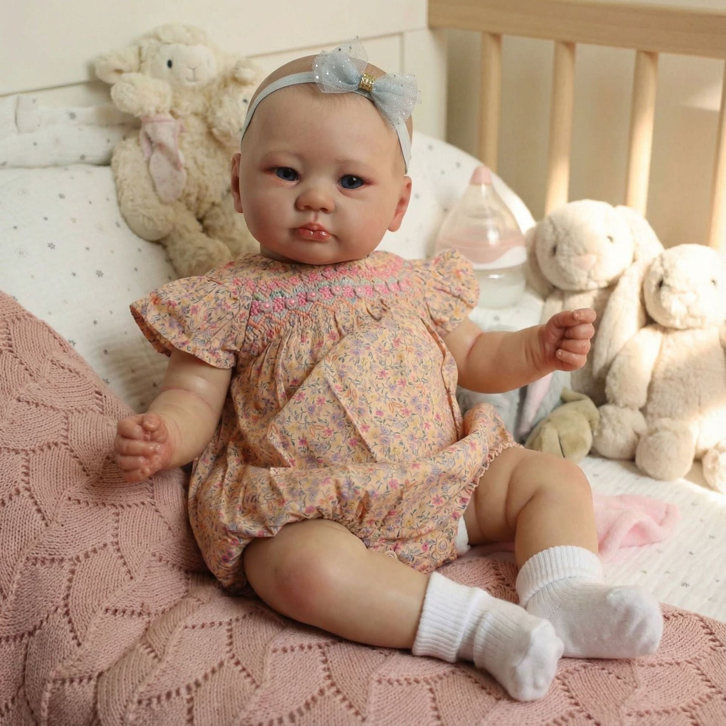19 Zoll Lali Reborn-Puppe mit offenen Augen in geblümter Kleidung