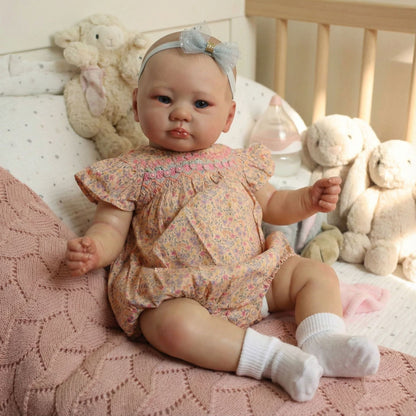 19 Zoll Lali Reborn-Puppe mit offenen Augen in geblümter Kleidung