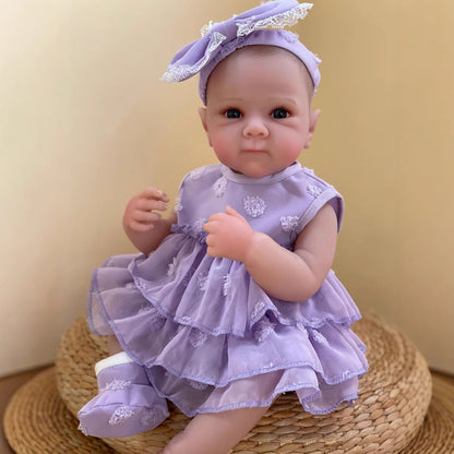 45 cm Reborn Puppe mit offenen Augen Zwillingsschwestern im Kleid-Bettie