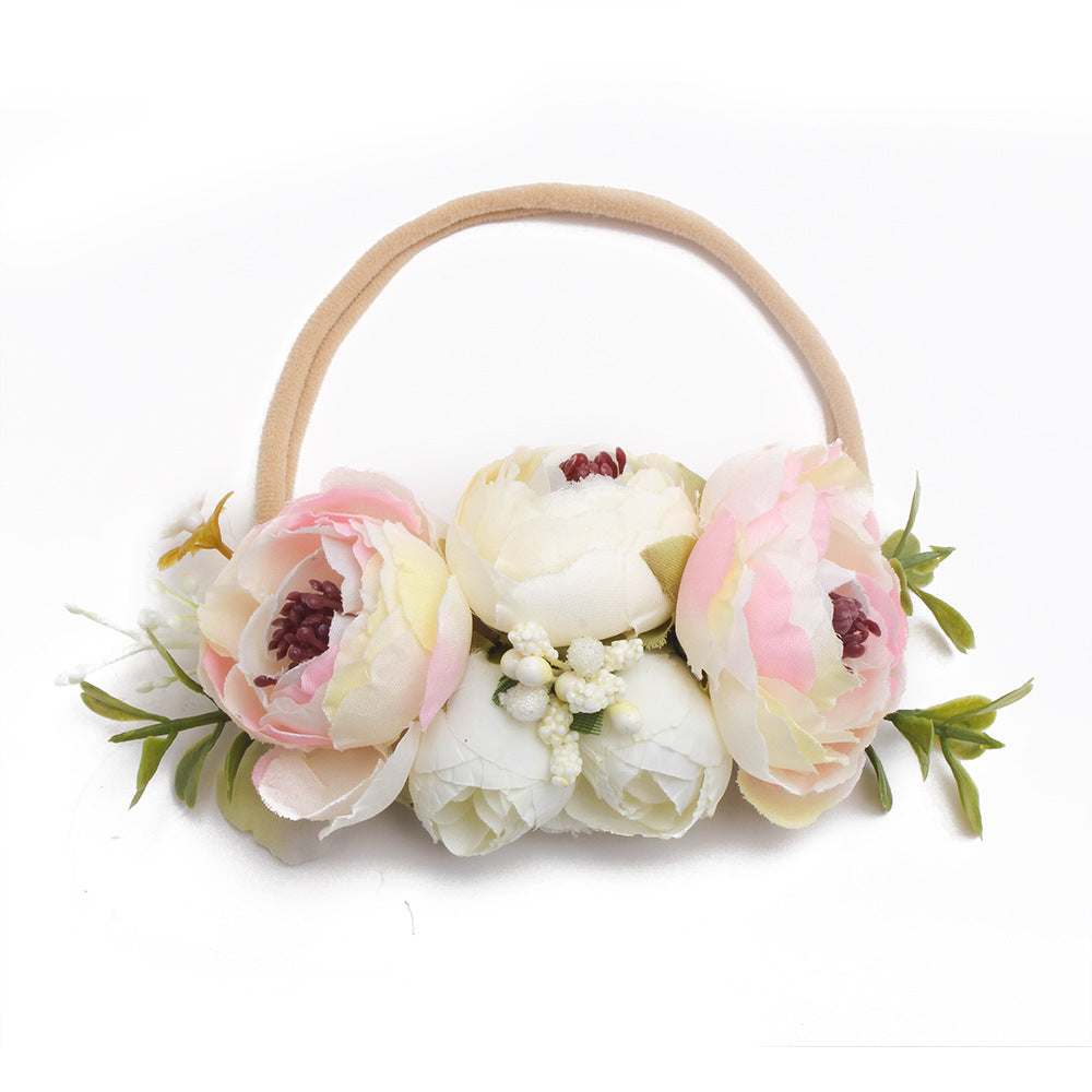 Pastoral elastisches Nylon-Blumen-Baby-Stirnband