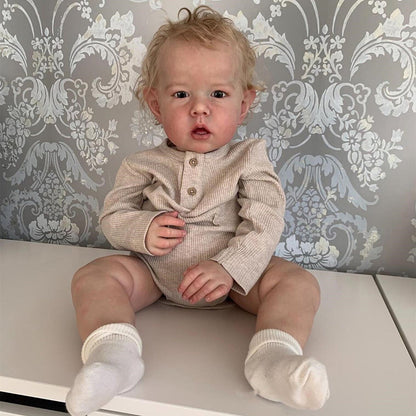 20 Zoll Paul Reborn Puppe mit kurzen blonden Haaren und offenen Augen