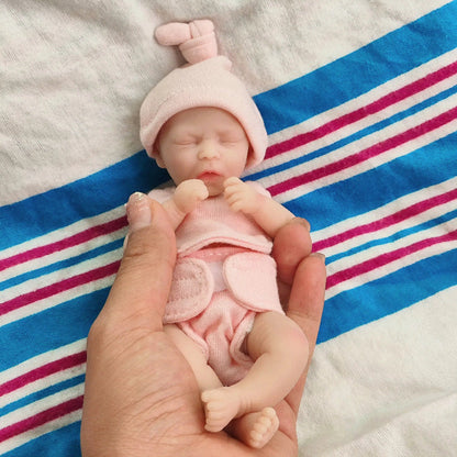 6 Zoll/15 cm geschlossene Augen Mini Vollsilikon Reborn Puppe Mädchen/Junge Darren