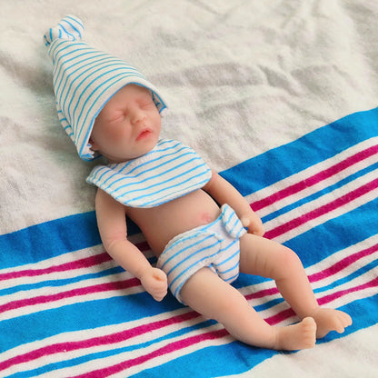 6 Zoll/15 cm geschlossene Augen Mini Vollsilikon Reborn Puppe Mädchen/Junge Darren
