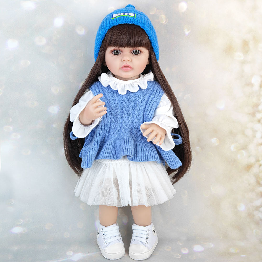 22 Zoll offene Augen lange Haare Reborn Baby Mädchen -Betty