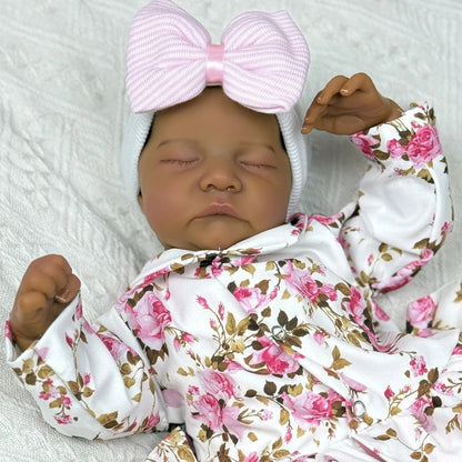 45cm Elsie Geschlossene Augen Dunkle Haut Weichen Körper Reborn Babypuppe Levi