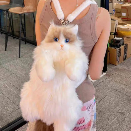 Süßer lebensechter Plüsch-Rucksack mit Ragdoll-Katze-Simulation