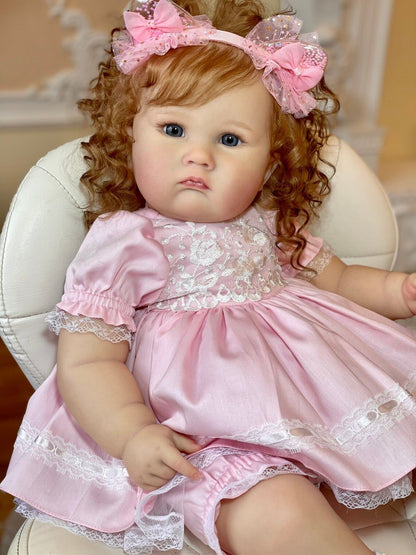60 cm Zone Reborn Puppe mit offenen Augen und braunen Haaren - Charlotte