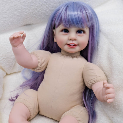 22 Zoll offene Augen lange bunte Haare Reborn Puppe Mädchen