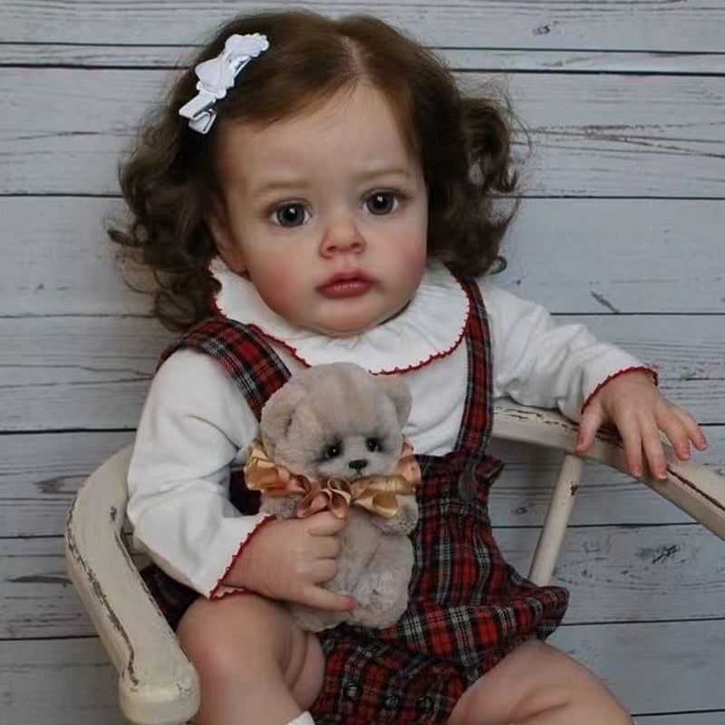 20 Zoll/50 cm Reborn Puppen mit offenen Augen und braunem Haar- Chloe