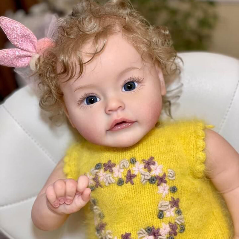 Julia 24 Zoll Rebornpuppe mit offenen Augen und blonden Haaren - Suesue
