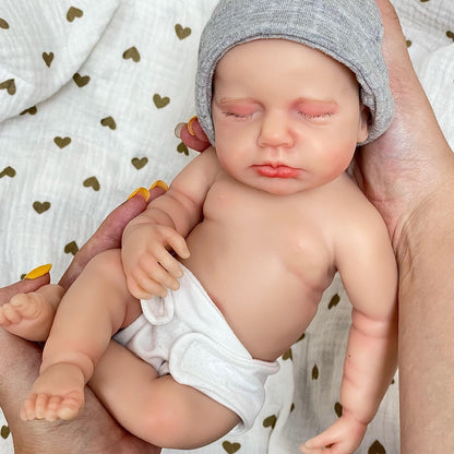 30 cm lebensechte Reborn-Puppe aus Vollsilikon mit geschlossenen Augen - Loulou