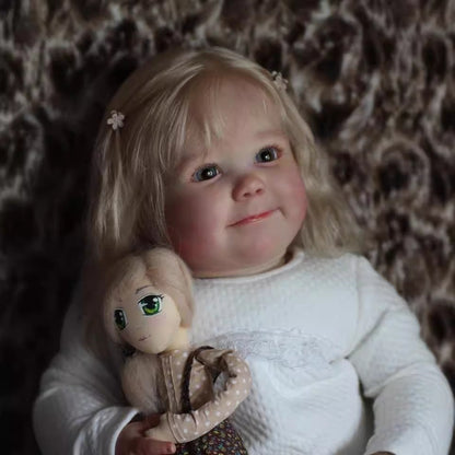 Leila 60 cm offene Augen blondes Haar Reborn Puppe - June Awake