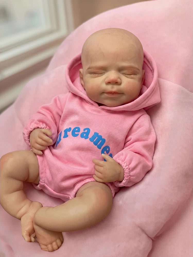 30 cm Pascale Reborn Puppe aus Vollsilikon in rosa Outfits