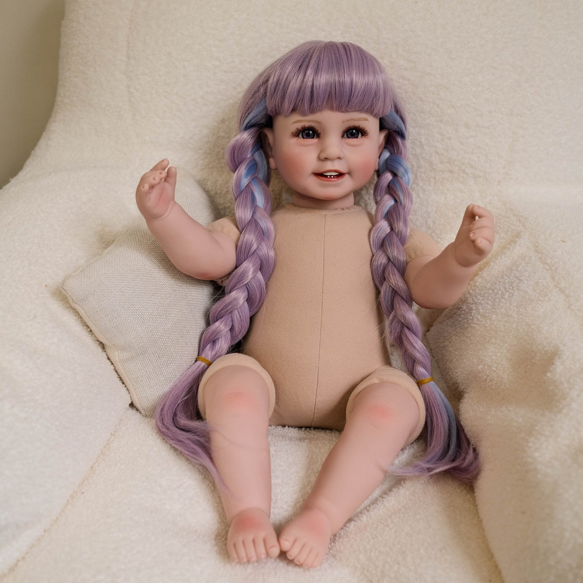 22 Zoll offene Augen lange bunte Zopf Reborn Puppe Mädchen