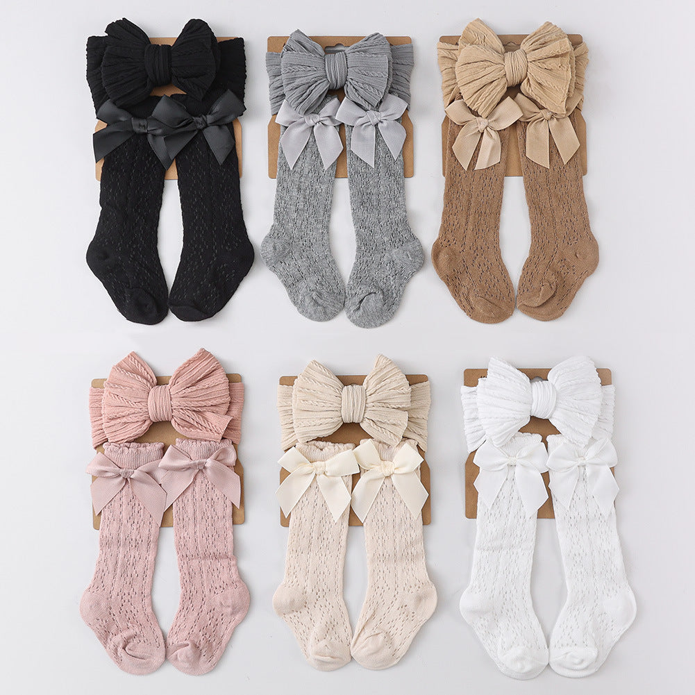 Schleifen-Haarreif und Socken 2-teiliges Set für 43-60cm Puppen