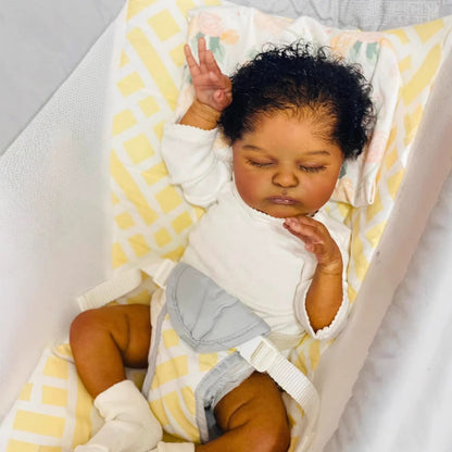 Elsie 19 Zoll lebensechte geschlossene Augen dunkle Haut Reborn Puppe-Laura