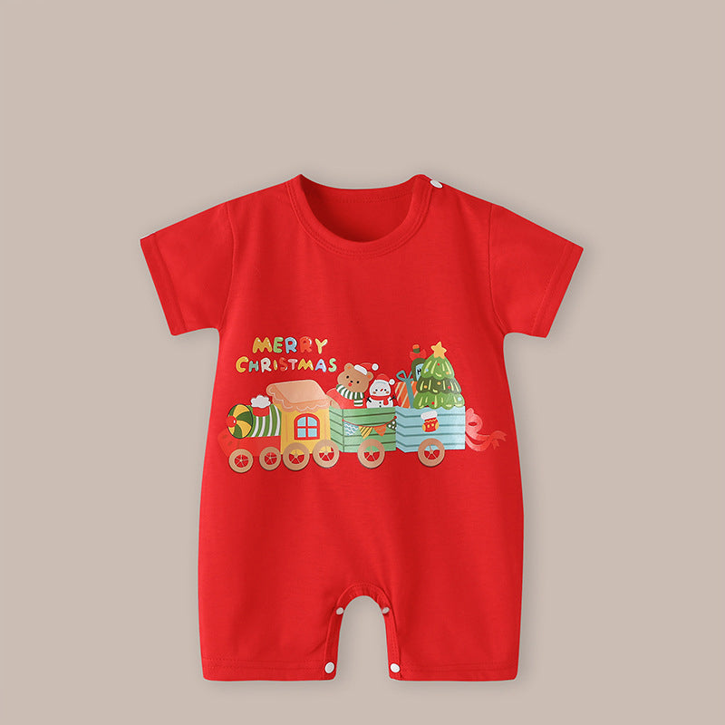 Weihnachtlicher kurzärmliger Strampler für 22-24 Zoll Reborn-Puppen