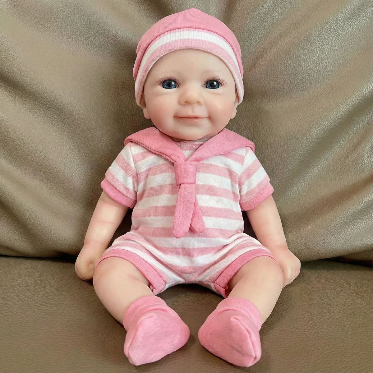 30 cm vollständig aus Silikon gefertigte Felicia Reborn Babypuppe Mädchen in rosa gestreifter Kleidung