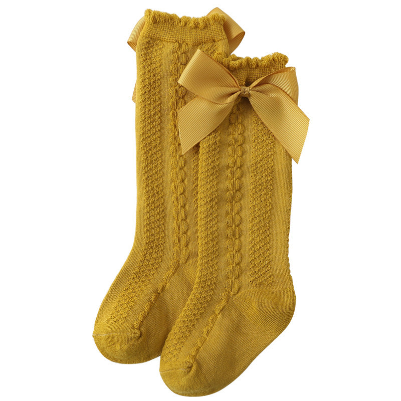 Knielange Kindersocken mit Schleife