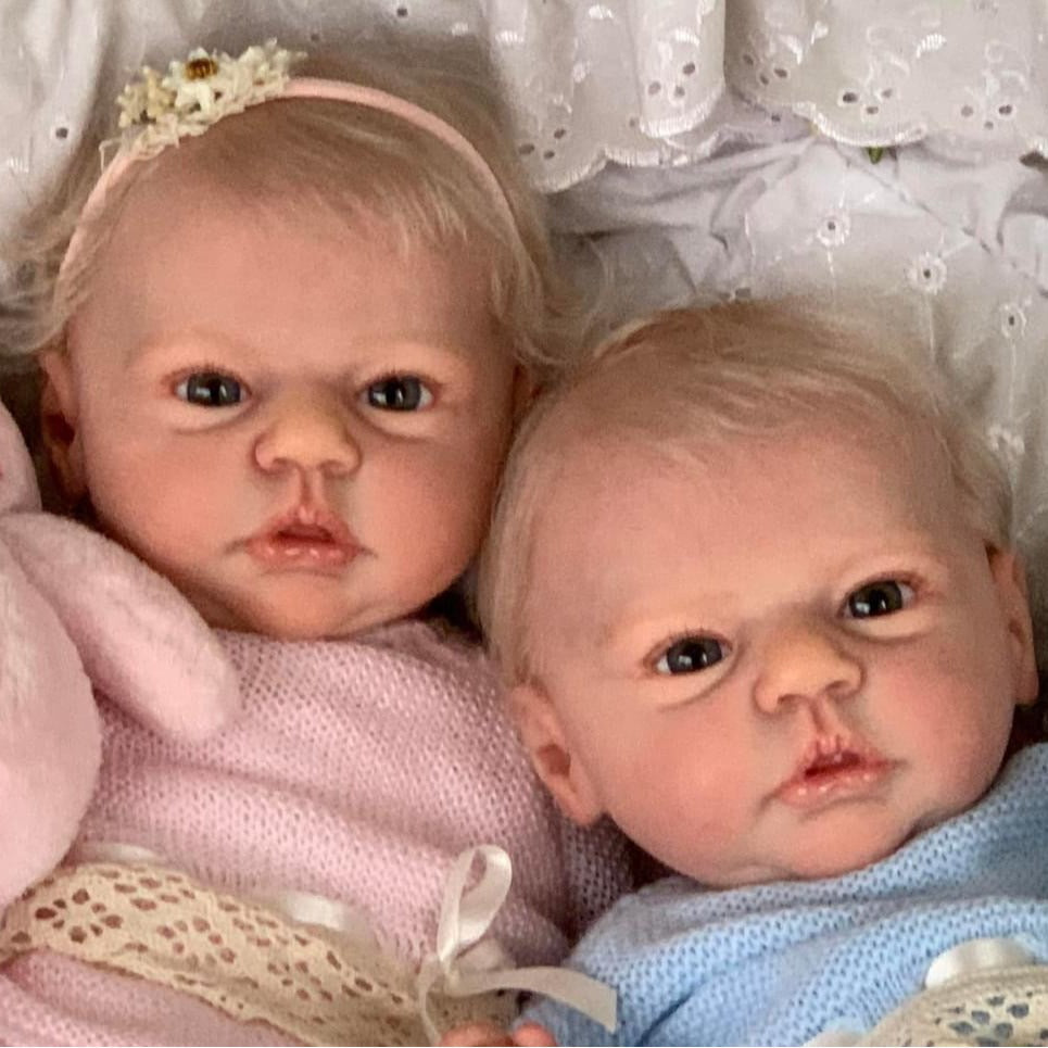 19 Zoll Reborn Zwillings puppen mit offenen Augen und kurzen blonden Haaren